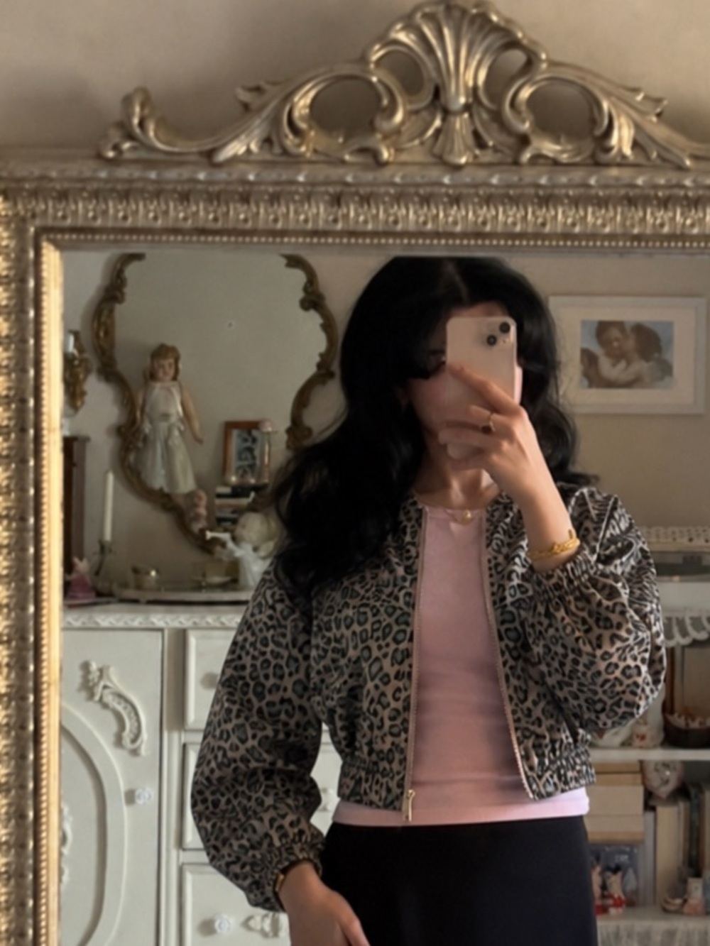 Kids Leopard Print Hooded Jacket - Pink/Gray